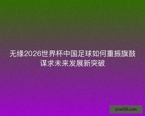 无缘2026世界杯中国足球如何重振旗鼓谋求未来发展新突破