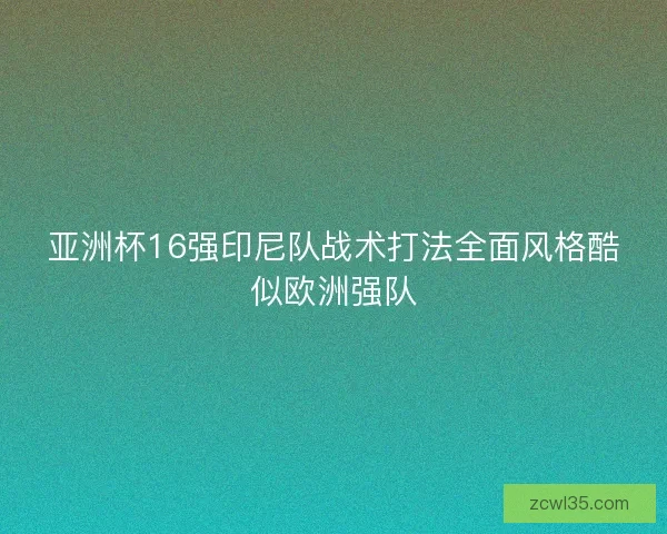 亚洲杯16强印尼队战术打法全面风格酷似欧洲强队